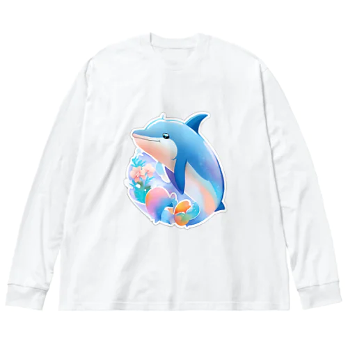 可愛いイルカ 루즈핏 롱 슬리브 티셔츠