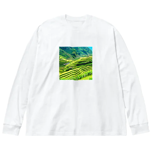 日本の原風景　棚田 ビッグシルエットロングスリーブTシャツ