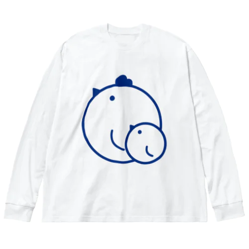 鶏とヒヨコの親子 ビッグシルエットロングスリーブTシャツ