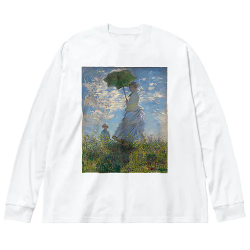 散歩、日傘をさす女性 / Woman with a Parasol - Madame Monet and Her Son ビッグシルエットロングスリーブTシャツ