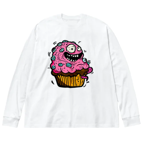 ■カップケーキモンスター【ホラー】 ビッグシルエットロングスリーブTシャツ