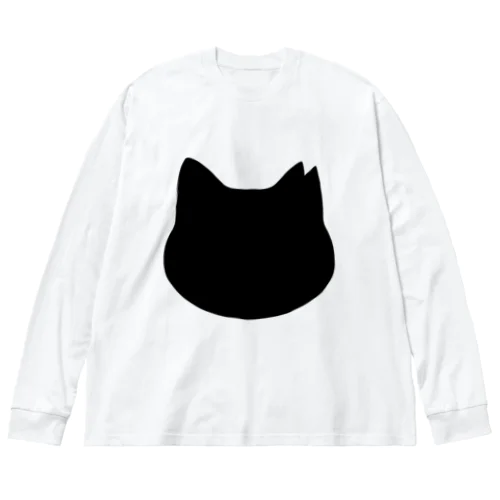 さくら猫シルエット/ブラック ビッグシルエットロングスリーブTシャツ