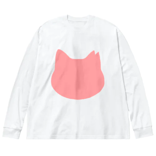 さくら猫シルエット/ピンク ビッグシルエットロングスリーブTシャツ