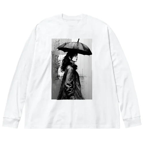 雨の中の女性① ビッグシルエットロングスリーブTシャツ