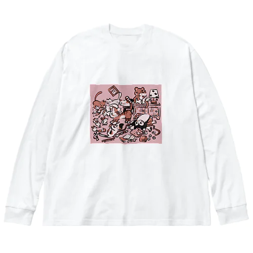 お留守にゃん ビッグシルエットロングスリーブTシャツ