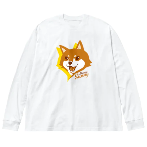 陽気な笑顔の柴犬 ビッグシルエットロングスリーブTシャツ