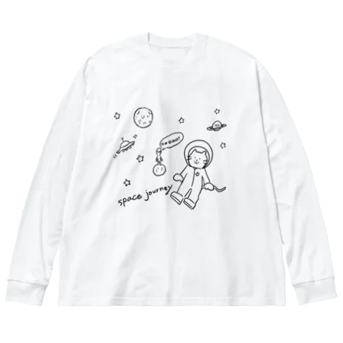 宇宙と猫 ビッグシルエットロングスリーブTシャツ