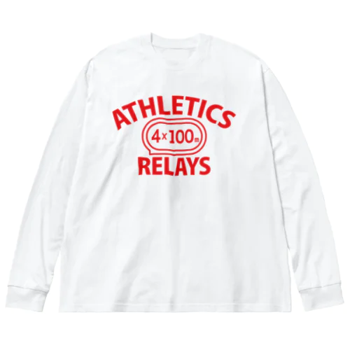 4×100mリレー・リレー競走・赤・陸上競技・400メートルリレー走・デザイン・Tシャツ・陸上部・男子・女子・ジュニア・入賞・有力・確実・候補・有望・応援・精神力・集中力・日本人・陸上魂 Big Long Sleeve T-Shirt