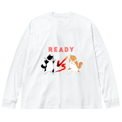 猫の戦い ビッグシルエットロングスリーブTシャツ