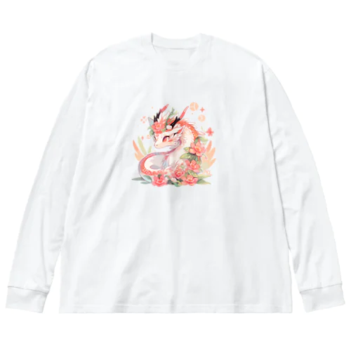 うっすらピンクの花龍さん ビッグシルエットロングスリーブTシャツ