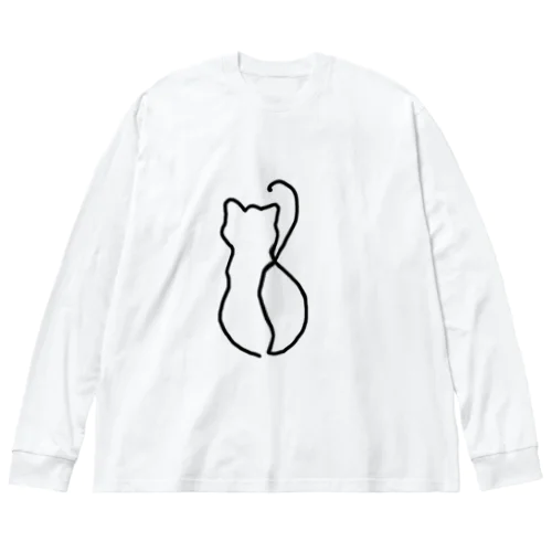 猫　ライン ビッグシルエットロングスリーブTシャツ