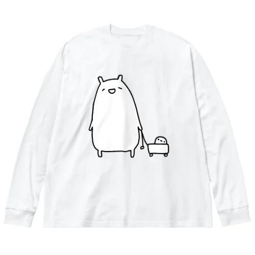 お散歩をするかわいいねこ ビッグシルエットロングスリーブTシャツ