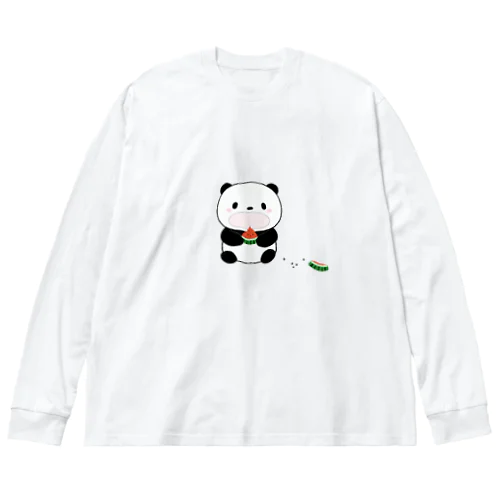 スイカを食べるパンダ Big Long Sleeve T-Shirt