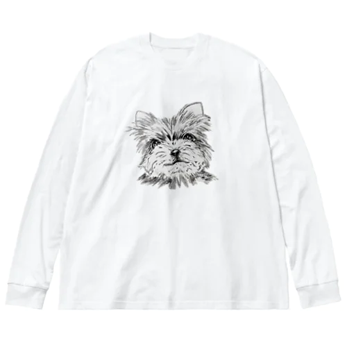 ヨークシャーテリア　アート犬　 ビッグシルエットロングスリーブTシャツ