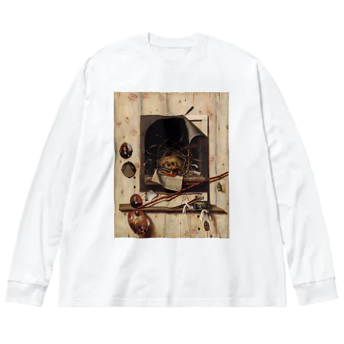 ヴァニタス画のあるアトリエの壁 / Trompe l'oeil with Studio Wall and Vanitas Still Life Big Long Sleeve T-Shirt