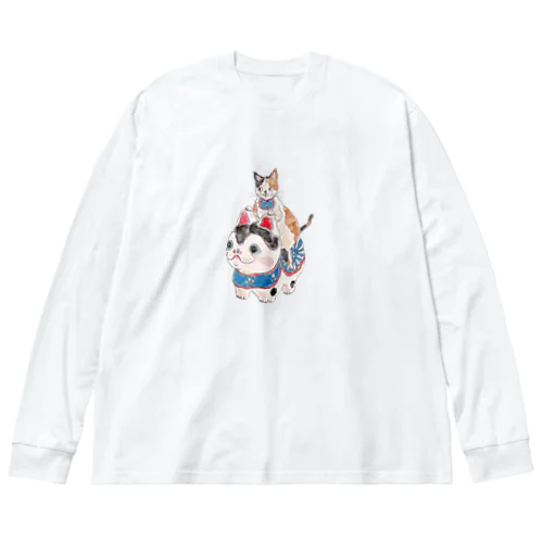 爆走！犬張子にゃんこ 루즈핏 롱 슬리브 티셔츠