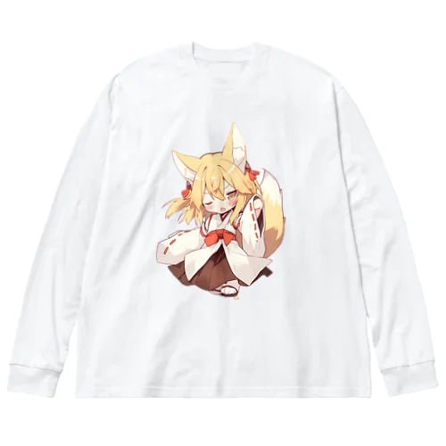 ミコン (Mikon) ver.5　狐の神様、きつね、キツネ ビッグシルエットロングスリーブTシャツ