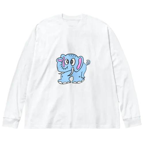 0008・青いぞうさん（じゅうにブランド） ビッグシルエットロングスリーブTシャツ