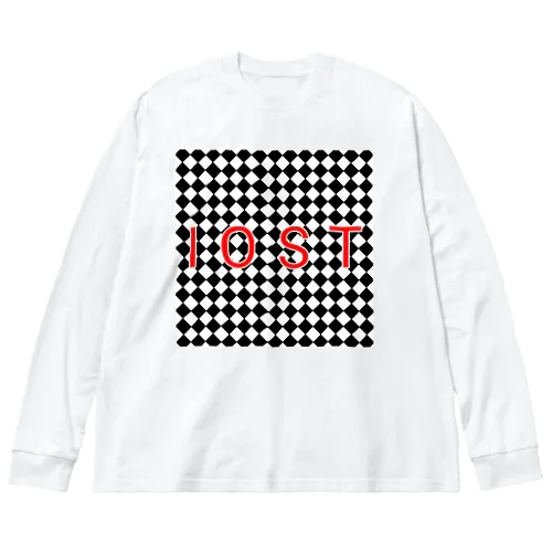 IOSTバーサスデザイン③(菱形黒) ビッグシルエットロングスリーブTシャツ