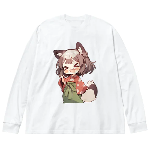 たぬっぺ (Tanuppe) ver.2　狸の神様、たぬき、タヌキ ビッグシルエットロングスリーブTシャツ