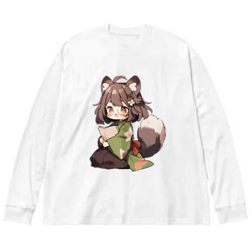 たぬっぺ  (Tanuppe)  ver.5 狸の神様、たぬき、タヌキ ビッグシルエットロングスリーブTシャツ