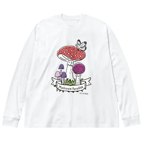 きのこ達とちょうちょのパラダイス Big Long Sleeve T-Shirt