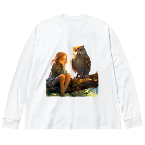 夢を語る少女とフクロウ Big Long Sleeve T-Shirt