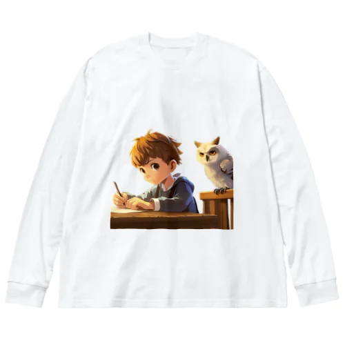 少年の宿題とフクロウ先生 Big Long Sleeve T-Shirt