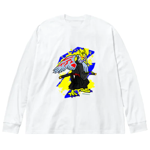 刀と猛禽類イメージのドラゴン Big Long Sleeve T-Shirt