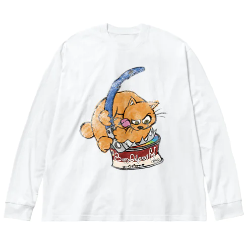 アメリカン　ネコ　かすれ加工ver Big Long Sleeve T-Shirt