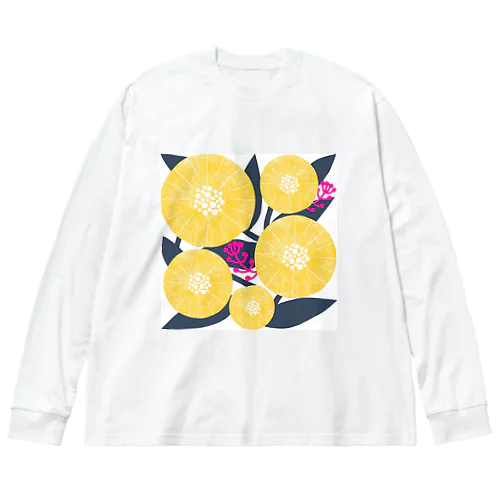 花模様２ ビッグシルエットロングスリーブTシャツ