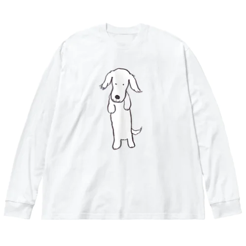 ミニチュアダックスのハニ君立ち姿モノクロ Big Long Sleeve T-Shirt