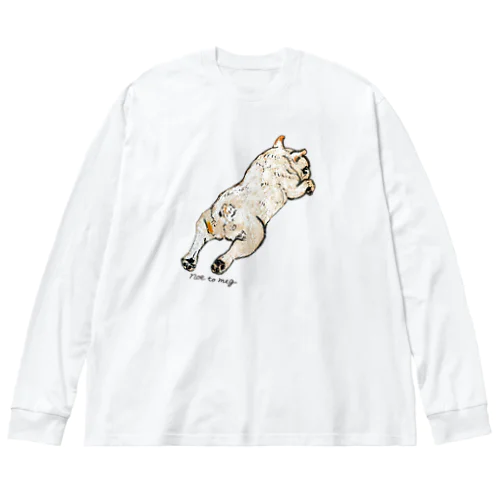 ねんねチラリクリームブヒ ビッグシルエットロングスリーブTシャツ