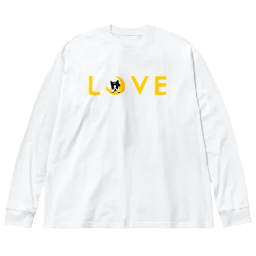 ボストンテリア(月LOVE)[v2.8k] ビッグシルエットロングスリーブTシャツ