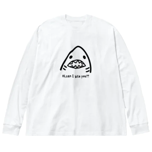  サメスタンプ ビッグシルエットロングスリーブTシャツ