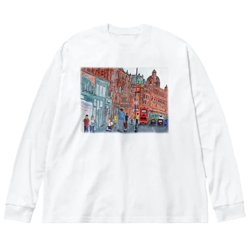 ロンドンで迷子のくまえる ビッグシルエットロングスリーブTシャツ