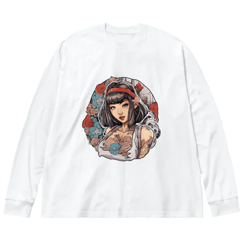 可愛いタトゥーだらけの女性、片面プリントTシャツ、期間限定 Big Long Sleeve T-Shirt