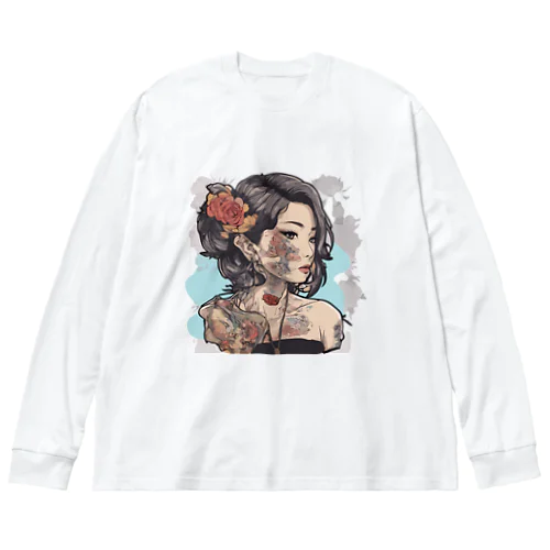 可愛いタトゥーだらけの女性、片面プリントTシャツ、期間限定 Big Long Sleeve T-Shirt