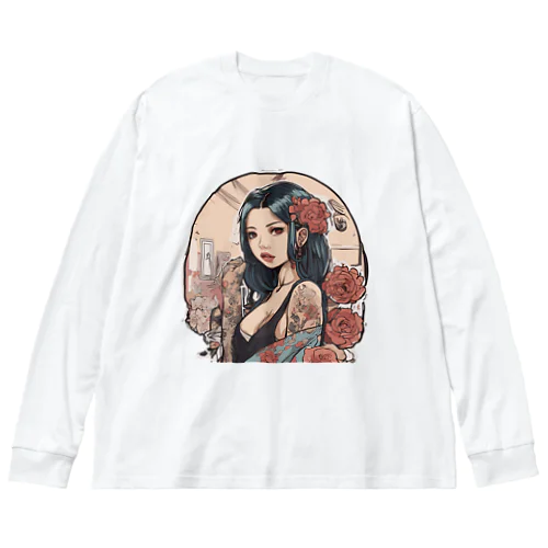 可愛いタトゥーだらけの女性、片面プリントTシャツ、期間限定 Big Long Sleeve T-Shirt