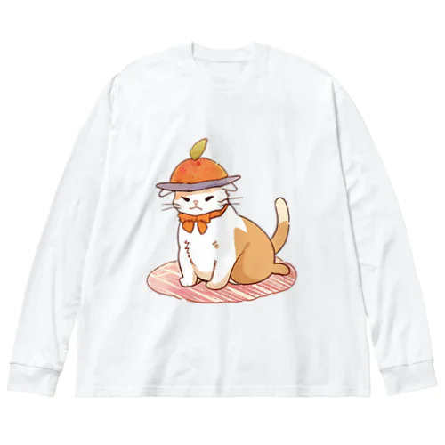 お腹ペコペコで具になっちゃったねこにゃん ビッグシルエットロングスリーブTシャツ