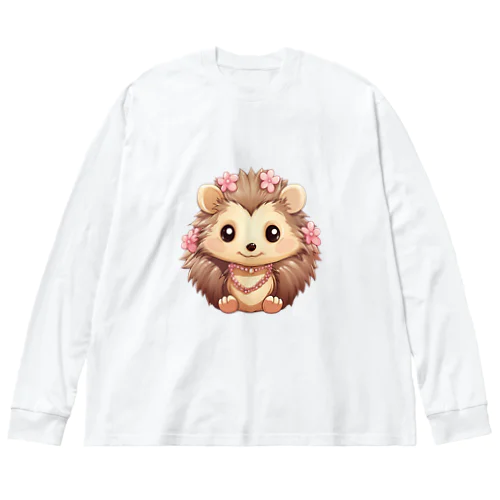 可愛いハリネズミ ビッグシルエットロングスリーブTシャツ