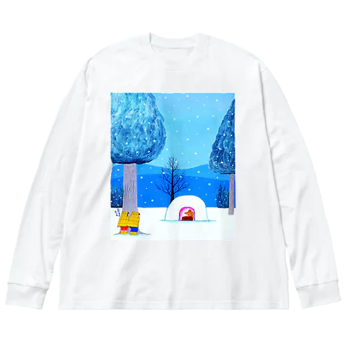 アートとメルヘンと創作の森　ノスタルジック絵画　秋野あかね作「まだいるよ」 ビッグシルエットロングスリーブTシャツ