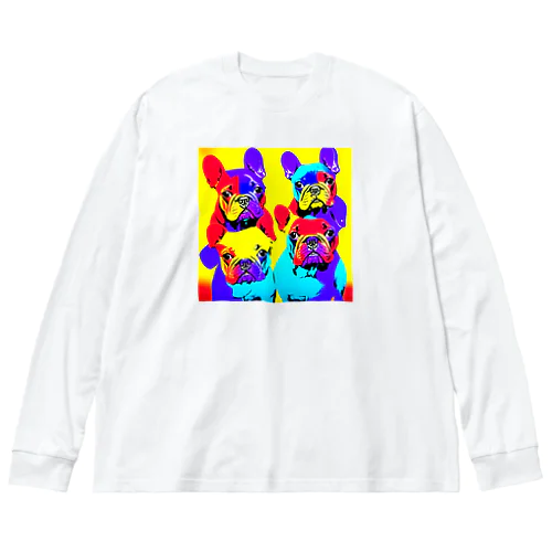 Vivid Quartet of French Bulldogs ビッグシルエットロングスリーブTシャツ