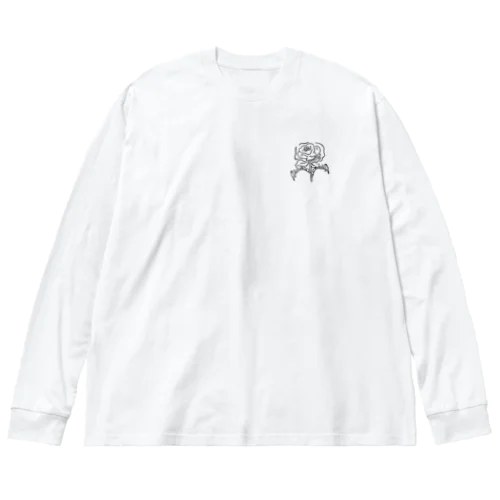 "Videau-flower" white ビッグシルエットロングスリーブTシャツ