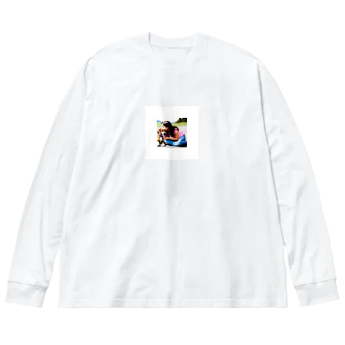 可愛い犬と少女 Big Long Sleeve T-Shirt