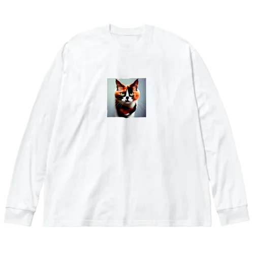 我慢顔の三毛猫くん Big Long Sleeve T-Shirt