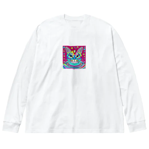 サイケデリックな猫 Big Long Sleeve T-Shirt