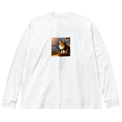 かわいい猫のイラストグッズ ビッグシルエットロングスリーブTシャツ