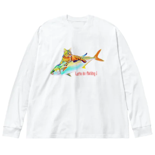 アニキのお魚ゲットだぜ 海version ビッグシルエットロングスリーブTシャツ