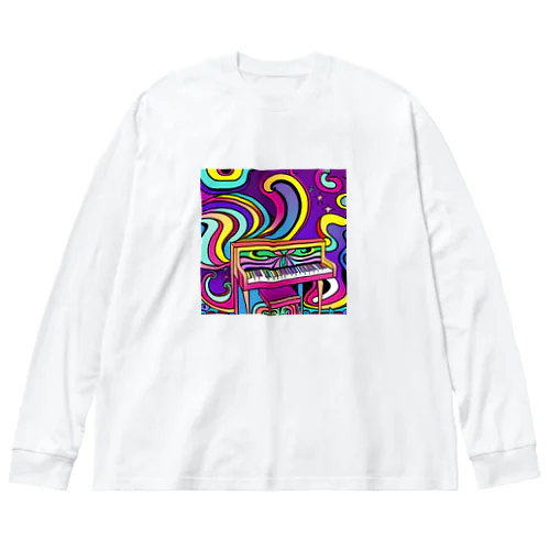 鮮やかなピアノ柄 Big Long Sleeve T-Shirt